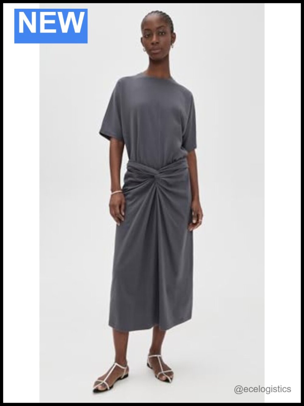 Women's 100% Cotton Fixed Wrap Midi Skirt Pull On Casual Formal - Picture 4 of 5